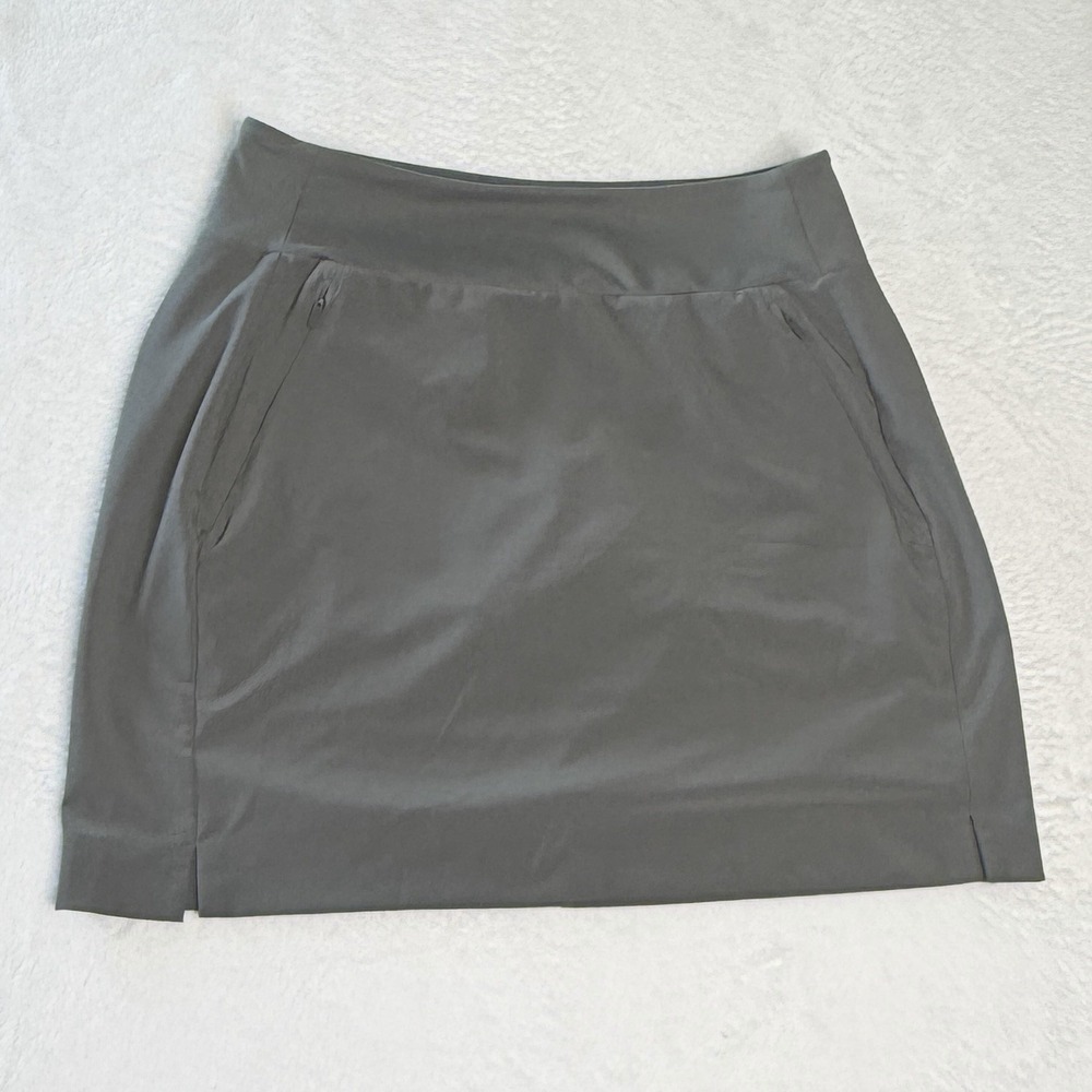 Athleta Soho Skort 0 Gray Stretch Mini Skirt Zip Pockets Athleisure Travel Golf